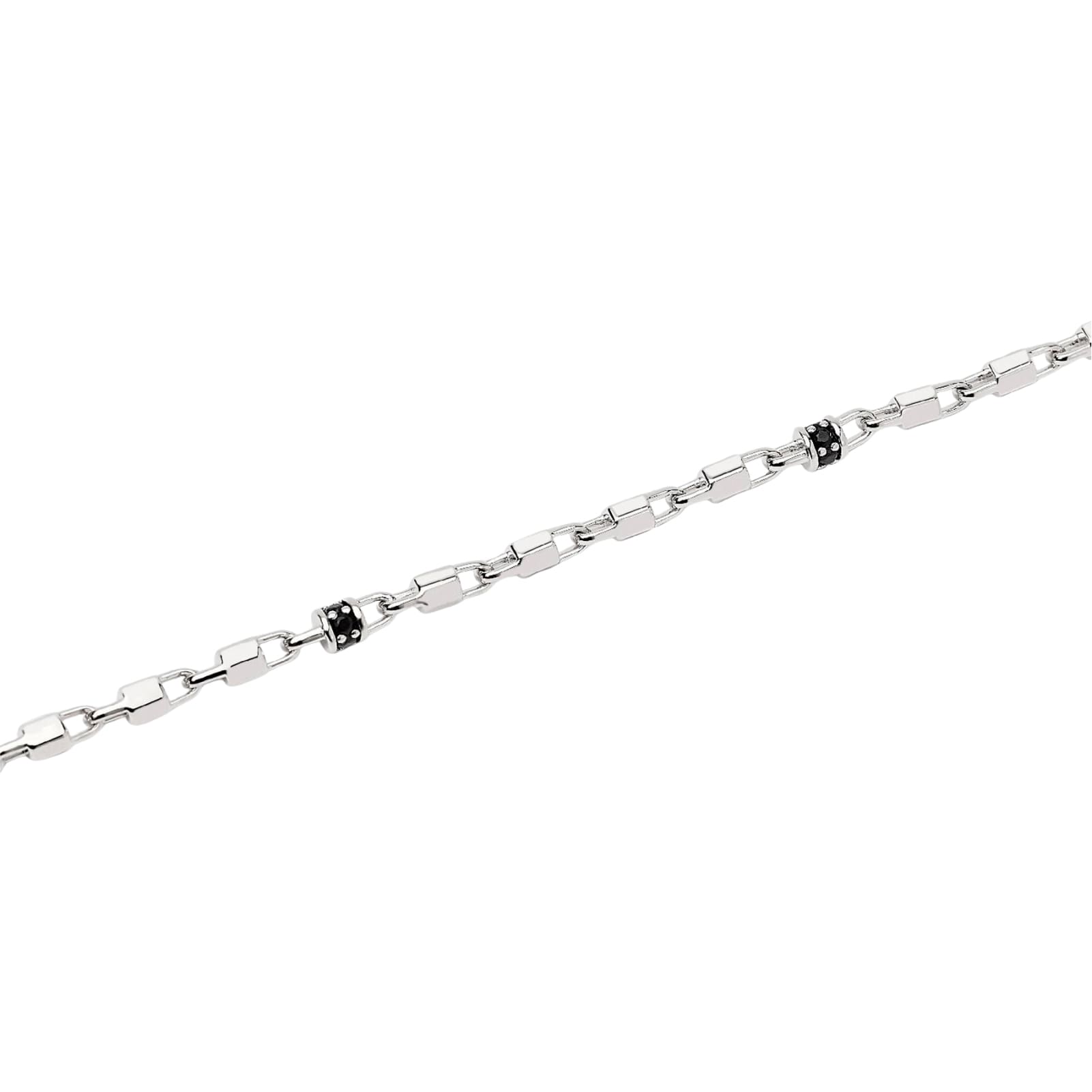 Bracciale con catene Mabina in argento con zirconi neri Regolabile 18,5-20,5 cm