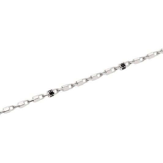 Bracciale con catene Mabina in argento con zirconi neri Regolabile 18,5-20,5 cm