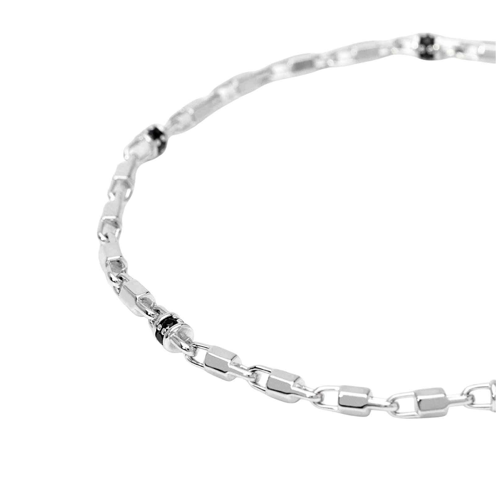 Bracciale con catene Mabina in argento con zirconi neri Regolabile 18,5-20,5 cm