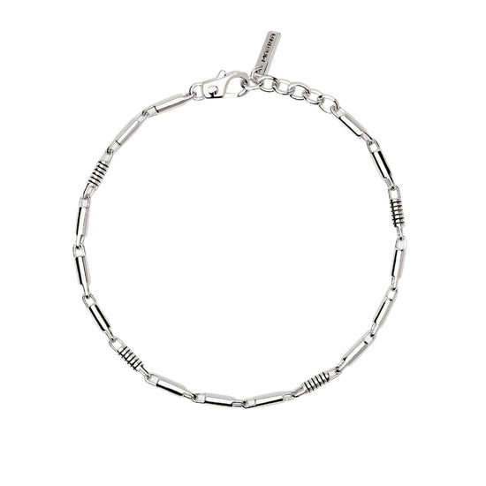 Bracciale con catene Mabina in argento con cilindri lucidi Regolabile 18,5-20,5 cm