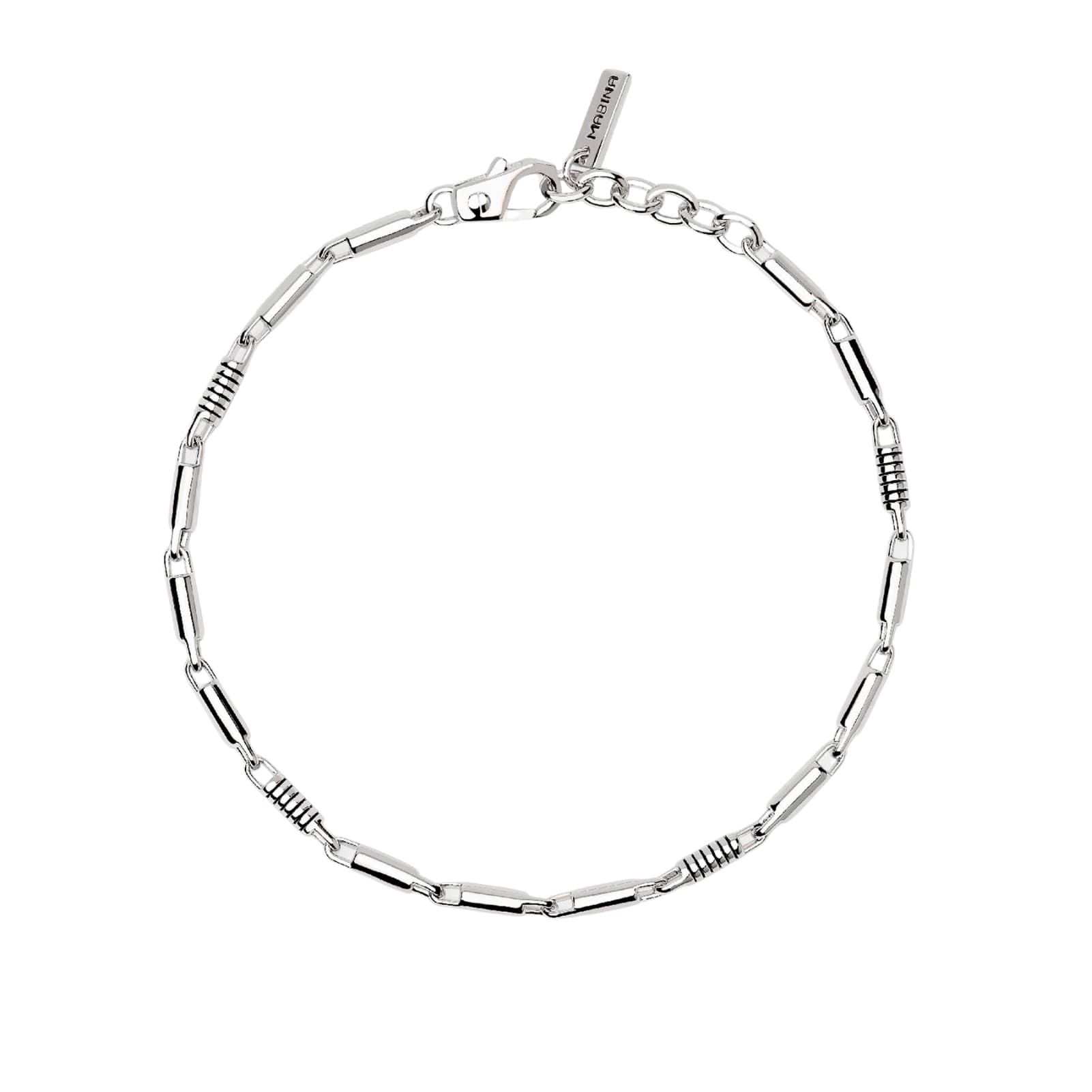 Bracciale con catene Mabina in argento con cilindri lucidi Regolabile 18,5-20,5 cm