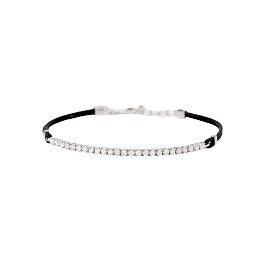 Bracciale con cordino e tennis Mabina con zirconi bianchi Regolabile 18,5-20,5 cm