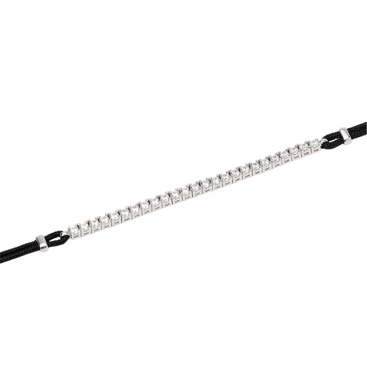Bracciale con cordino e tennis Mabina con zirconi bianchi Regolabile 18,5-20,5 cm
