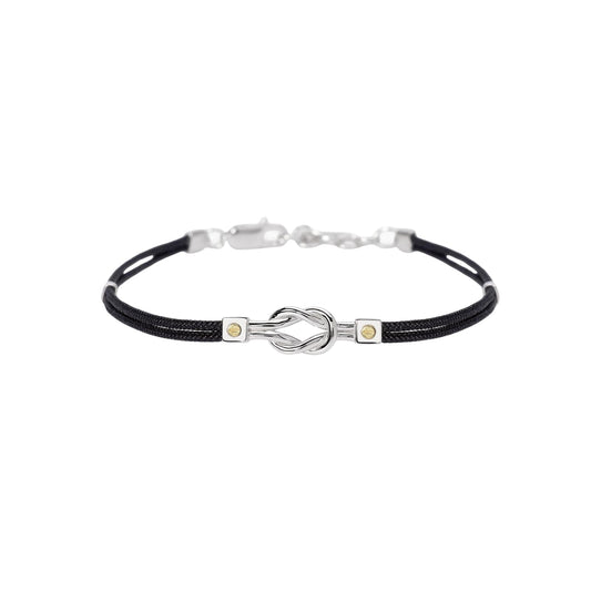 Bracciale Mabina in argento nylon con nodo centrale da uomo 20,5 cm
