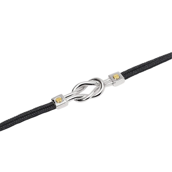 Bracciale Mabina in argento nylon con nodo centrale da uomo 20,5 cm