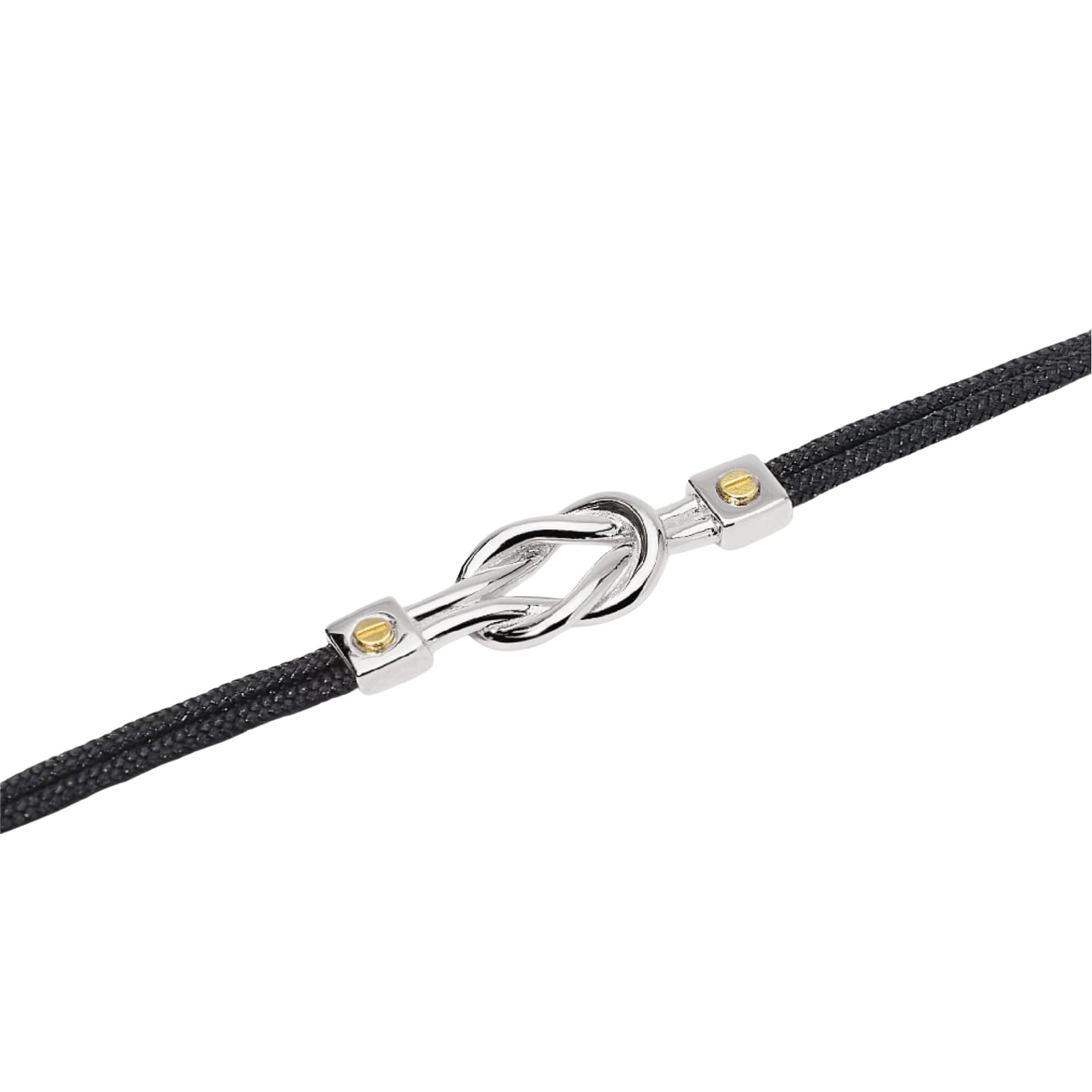 Bracciale Mabina in argento nylon con nodo centrale da uomo 20,5 cm