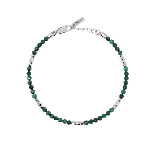 Bracciale catena Mabina in argento malachite sintetica da uomo 20,5 cm