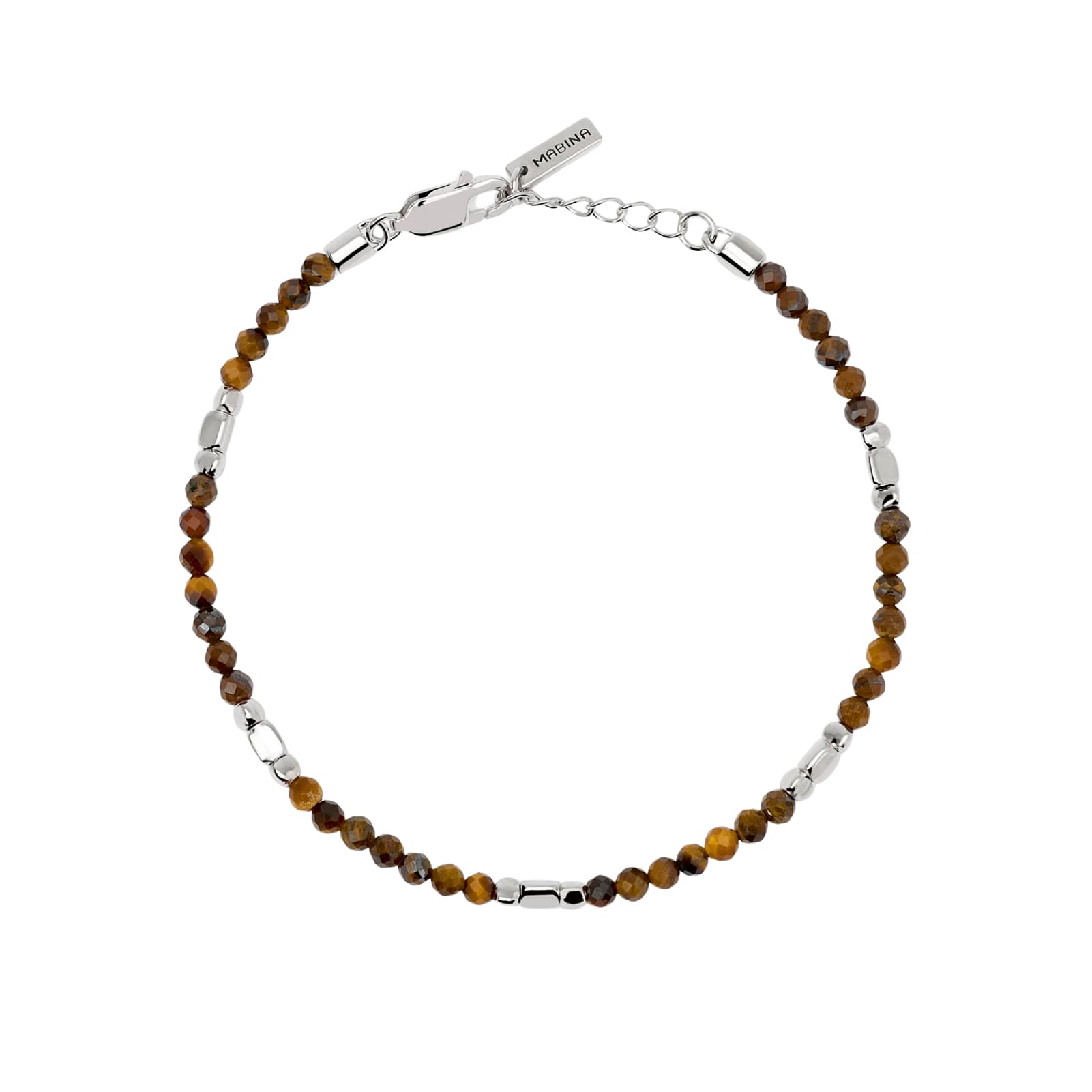 Bracciale catena Mabina in argento e occhio di tigre da uomo 20,5 cm