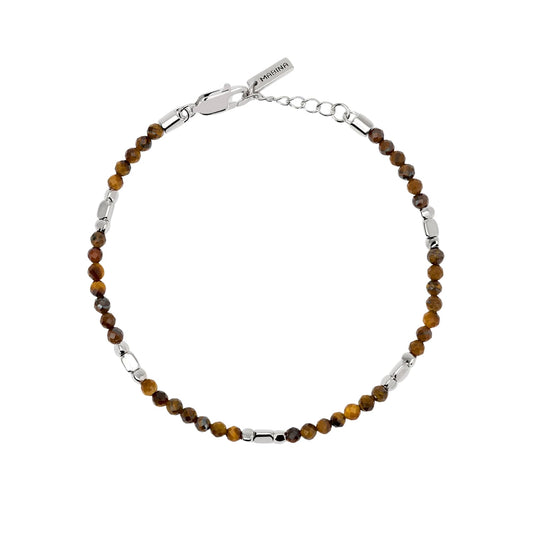 Bracciale catena Mabina in argento e occhio di tigre da uomo 20,5 cm