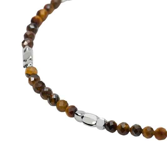 Bracciale catena Mabina in argento e occhio di tigre da uomo 20,5 cm