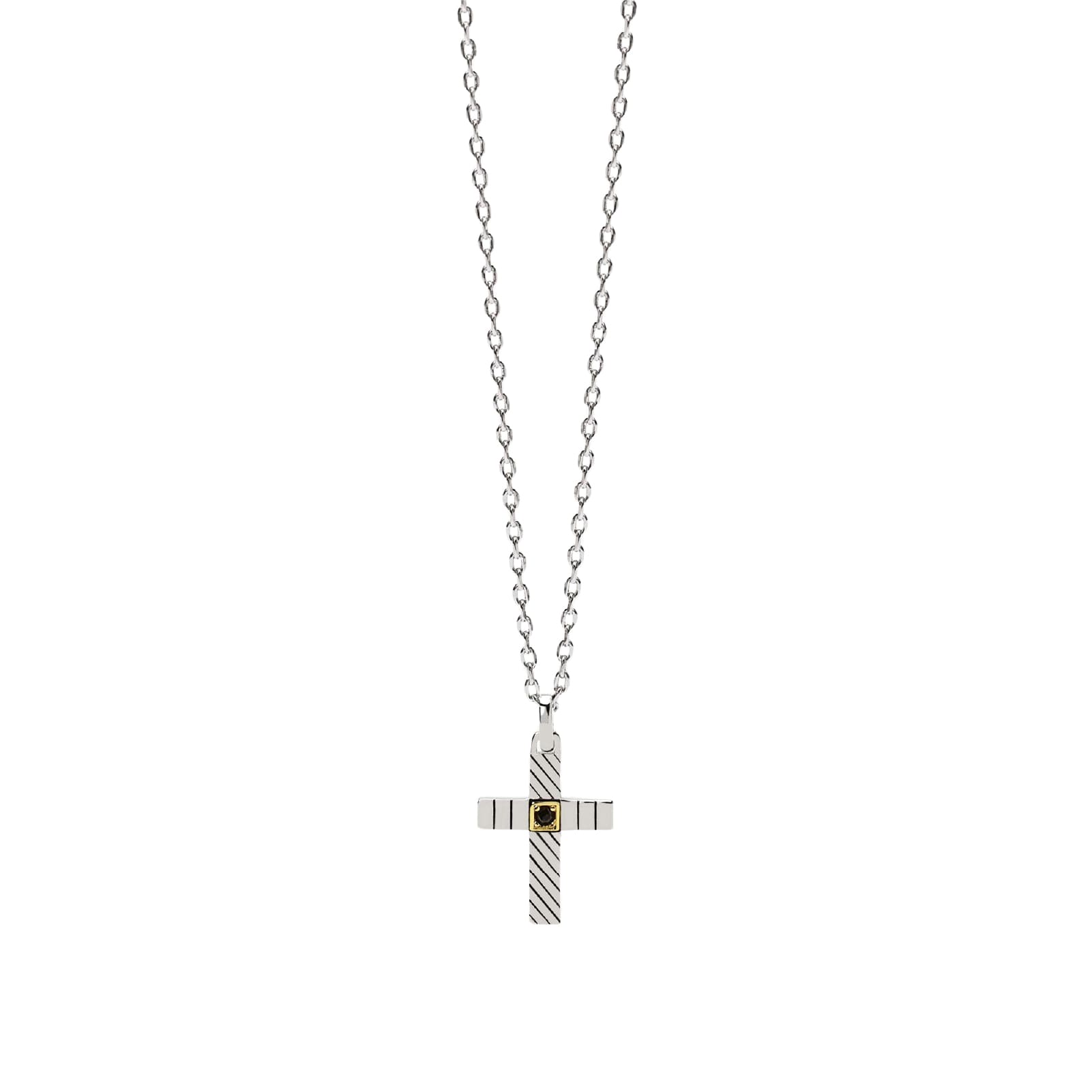 Collana Mabina catena croce in argento con oro 18K e zircone MISURA UNICA