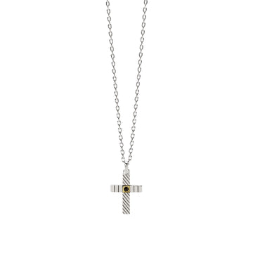 Collana Mabina catena croce in argento con oro 18K e zircone MISURA UNICA