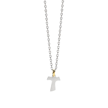 Collana Mabina da uomo in argento croce Tau con oro 18K MISURA UNICA