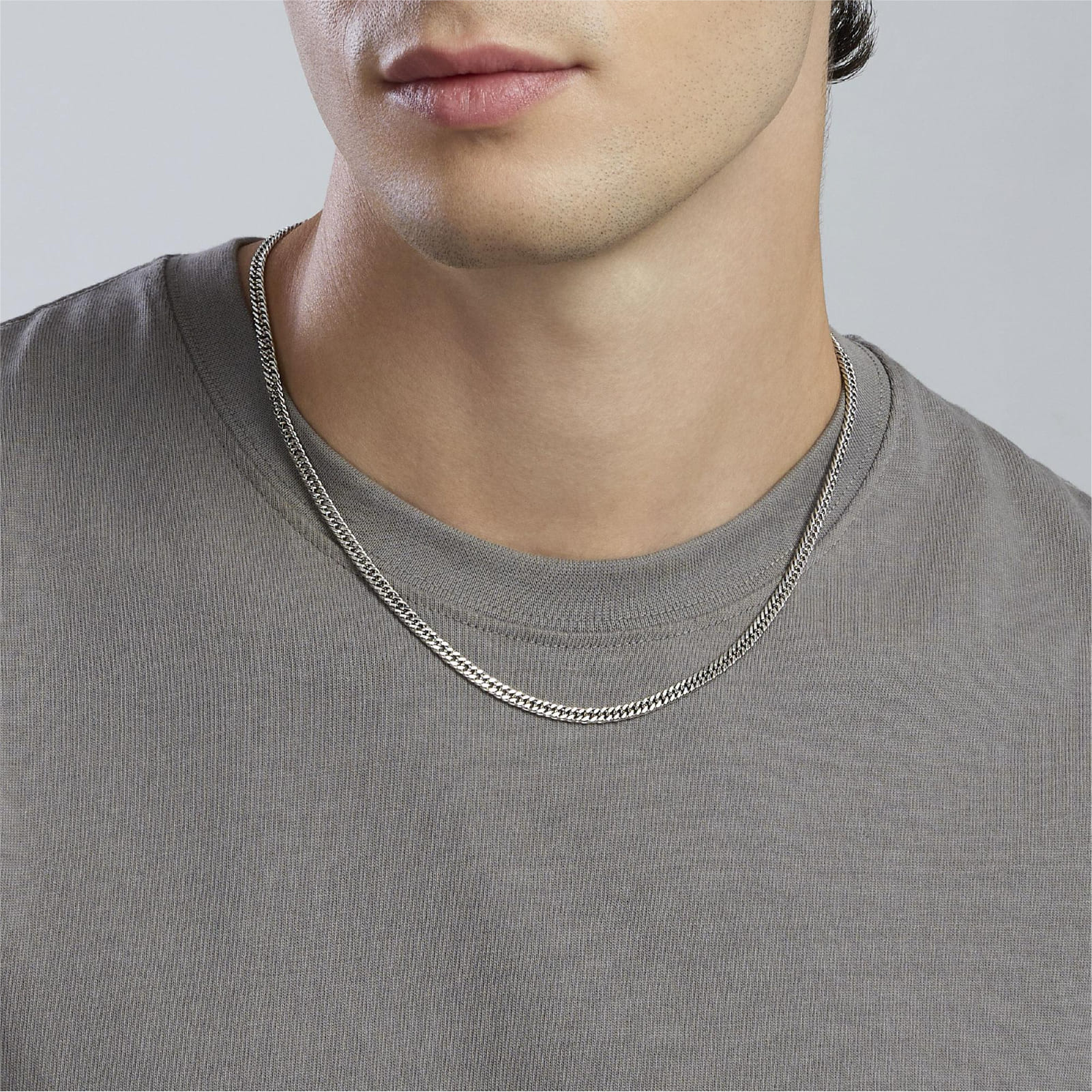 Collana Mabina da uomo in argento catena groumette diamantata MISURA UNICA