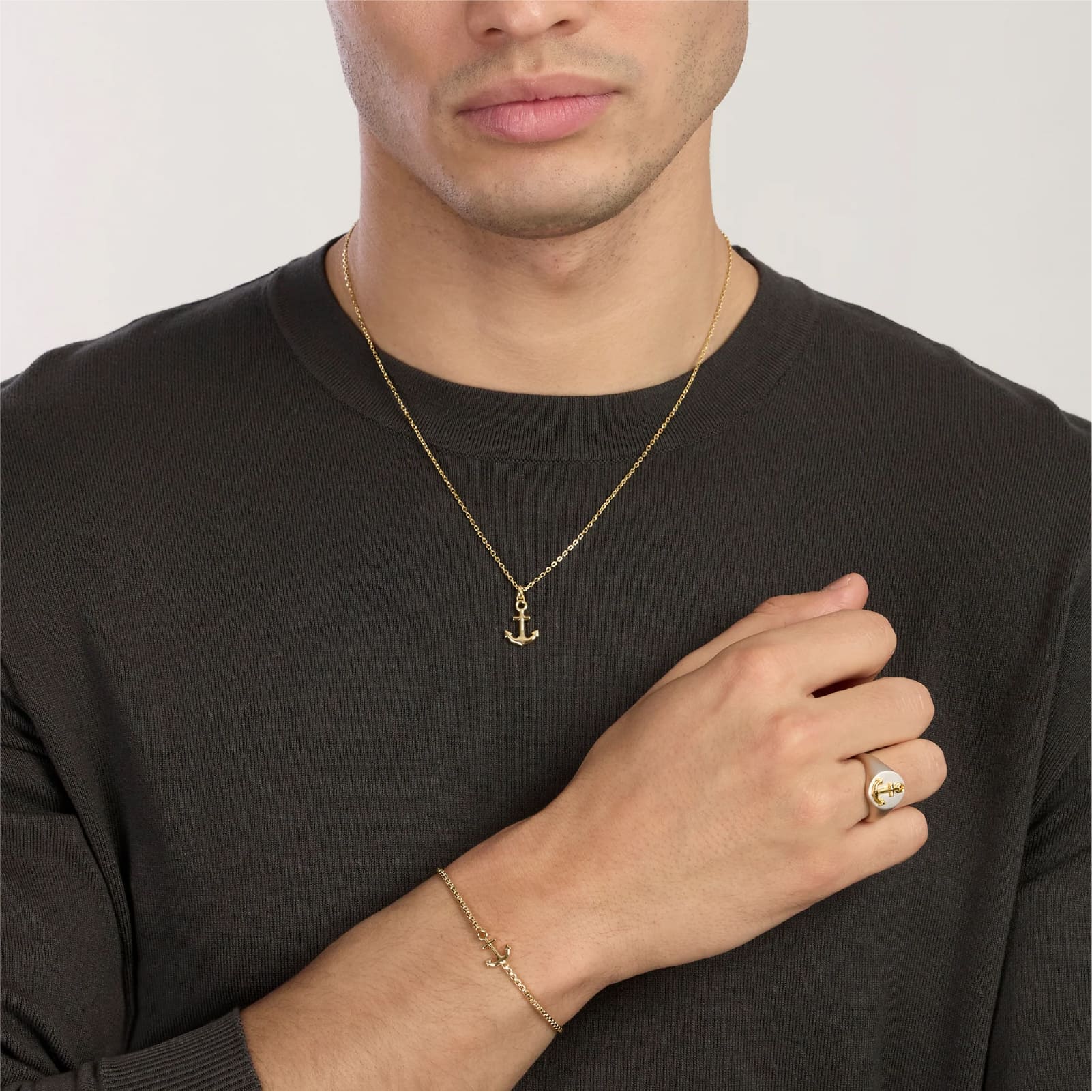 Collana catena Mabina Uomo in argento dorato con ancora MISURA UNICA