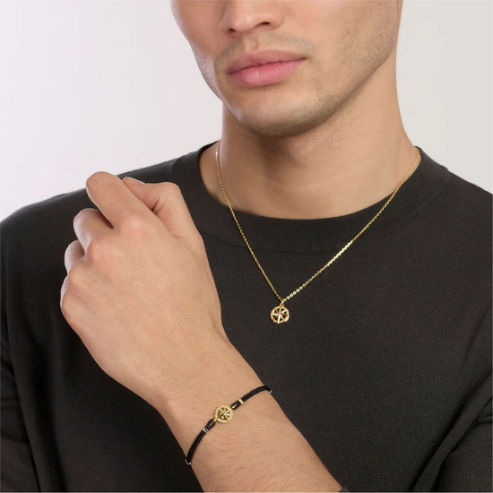 Collana catena Mabina Uomo in argento dorato rosa dei venti MISURA UNICA