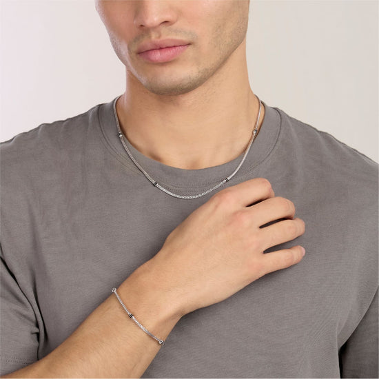 Collana regolabile Mabina Uomo in argento con catena foxtail MISURA UNICA