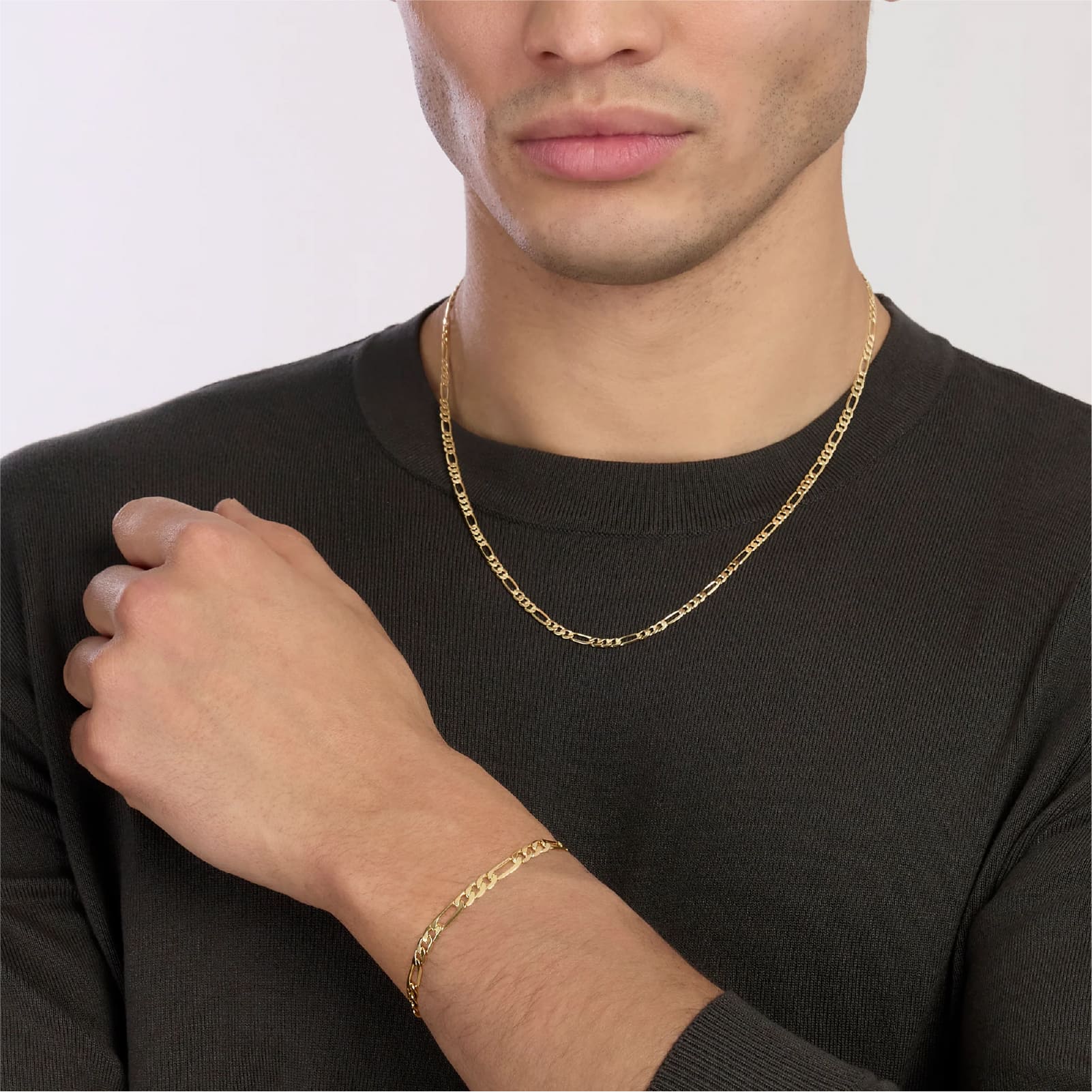 Collana catena figaro Mabina Uomo in argento dorato MISURA UNICA