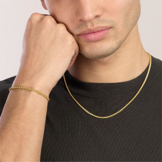 Collana catena spiga Mabina Uomo in argento dorato MISURA UNICA