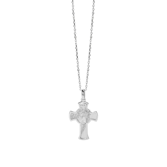 Collana catena Mabina Uomo in argento con croce e volto MISURA UNICA