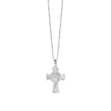 Collana catena Mabina Uomo in argento con croce e volto MISURA UNICA