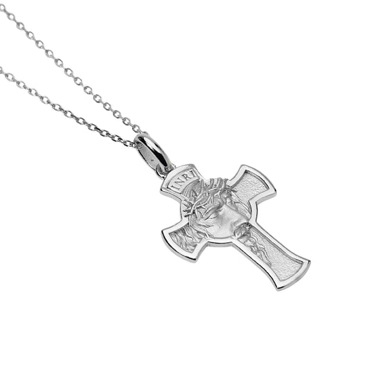 Collana catena Mabina Uomo in argento con croce e volto MISURA UNICA