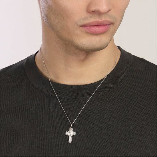 Collana catena Mabina Uomo in argento con croce e volto MISURA UNICA