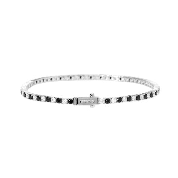 Bracciale tennis Mabina in lega con zirconi bianchi e neri 20 cm