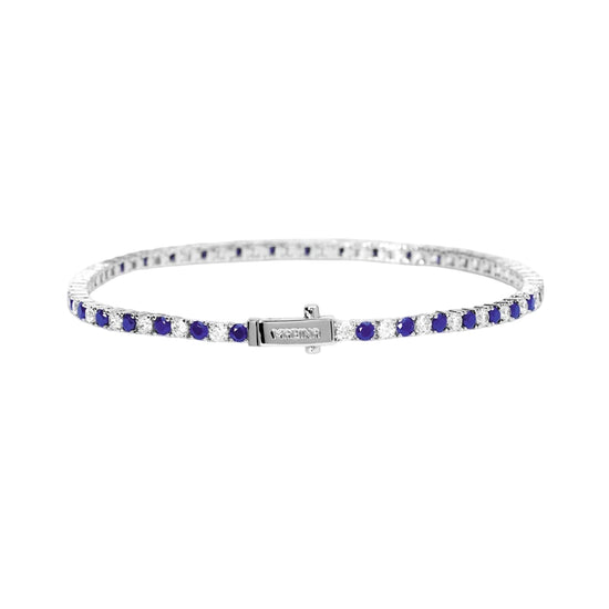 Bracciale tennis Mabina in lega con zirconi bianchi e blu 20 cm