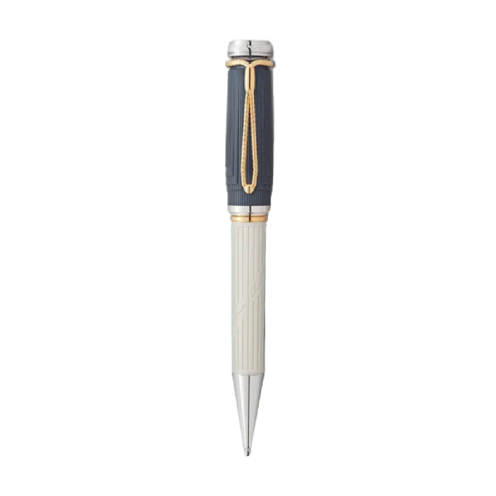 Penna a sfera Montblanc colore bianco e blu jeans unisex MB.130674