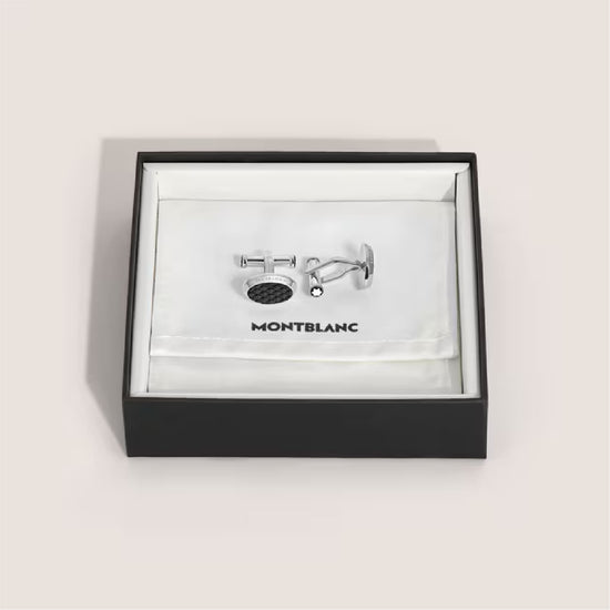 Gemelli Ovali Montblanc Meisterstück in acciaio e lacca nera MISURA UNICA