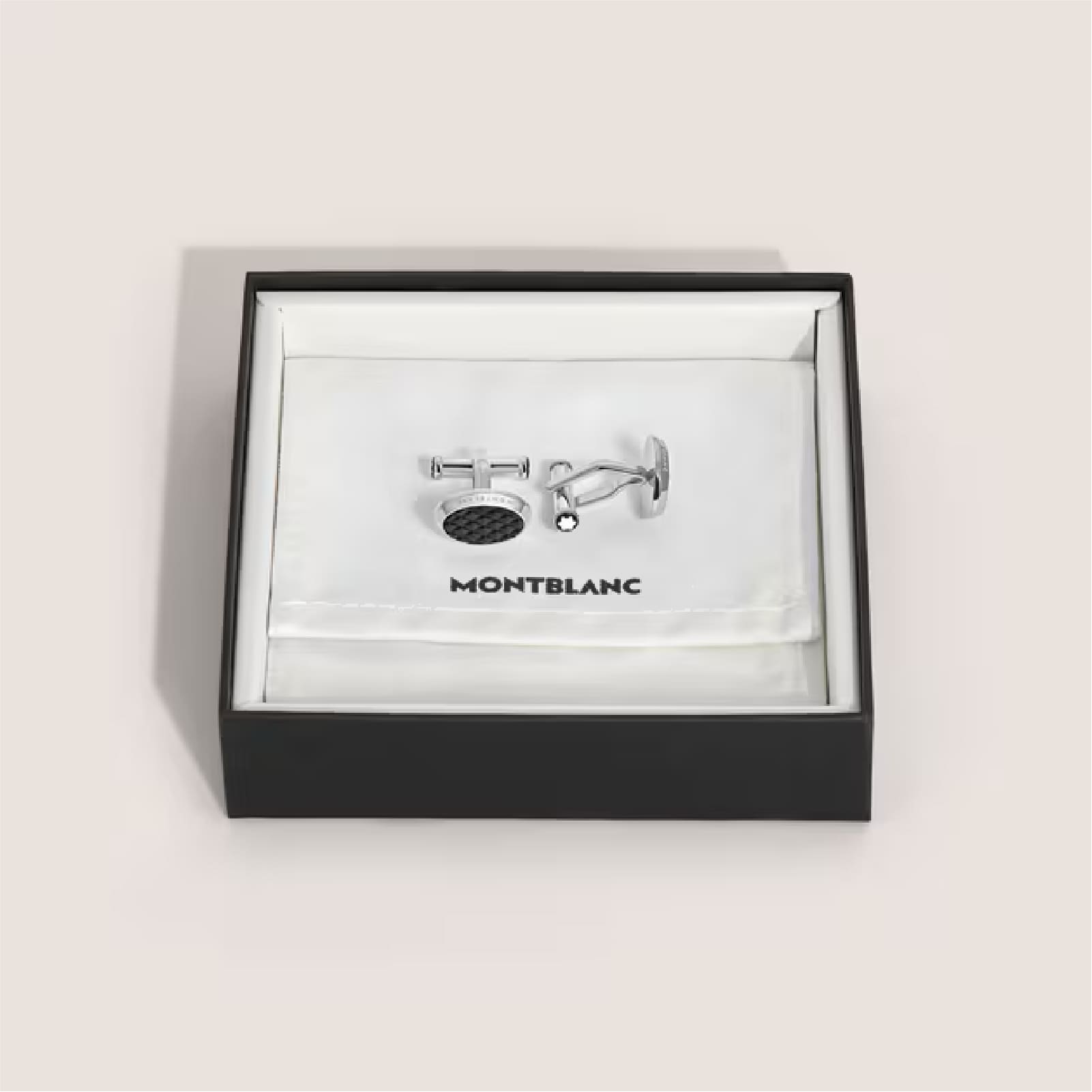 Gemelli Ovali Montblanc Meisterstück in acciaio e lacca nera MISURA UNICA