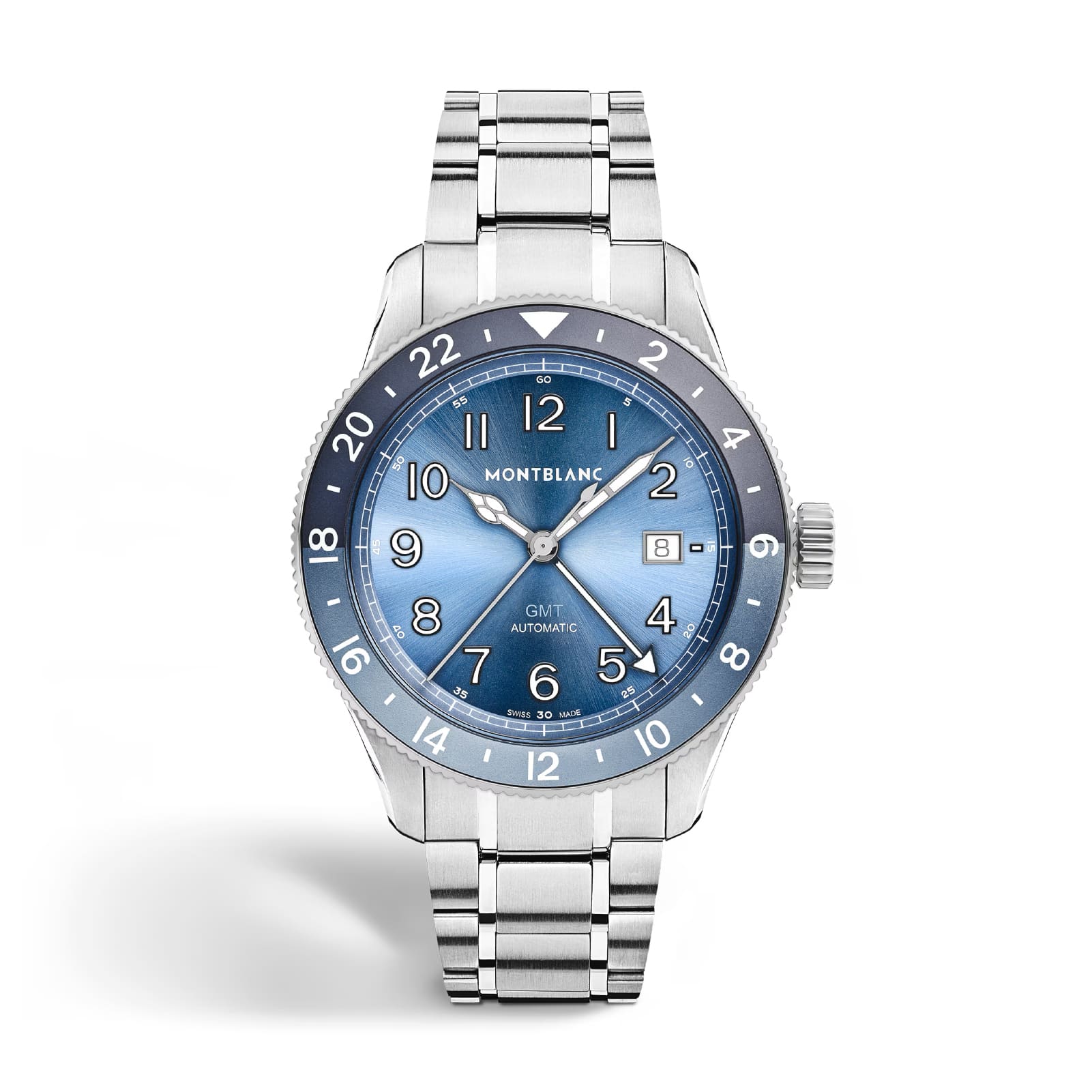 Orologio Montblanc 1858 GMT 0 Oxygen in acciaio e azzurro MISURA UNICA