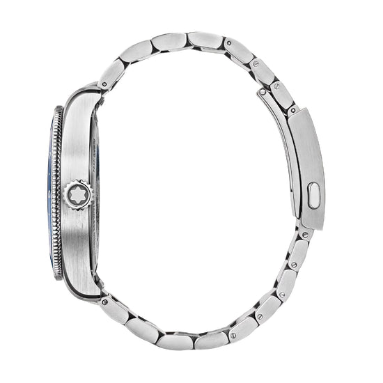 Orologio Montblanc 1858 GMT 0 Oxygen in acciaio e azzurro MISURA UNICA