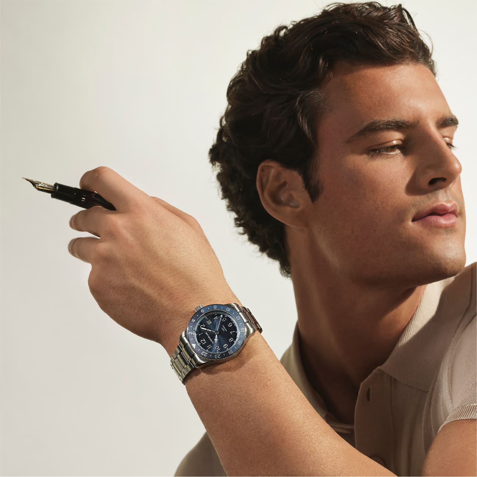 Orologio Montblanc 1858 GMT 0 Oxygen in acciaio e azzurro MISURA UNICA
