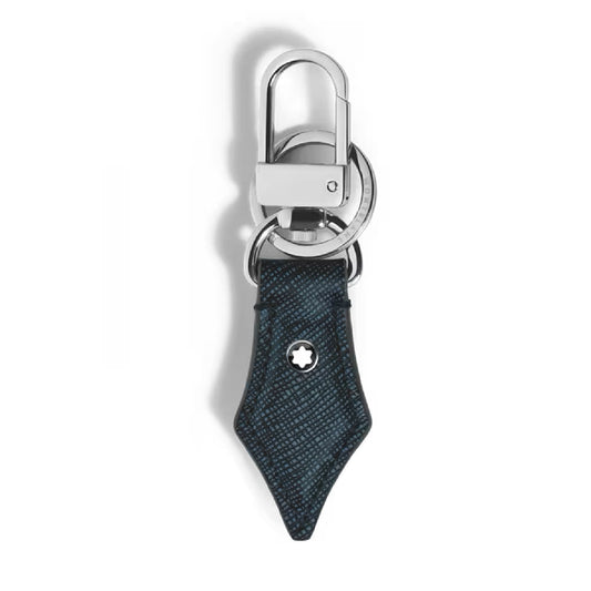 Portachiavi Montblanc pelle sartoriale goffrata colore blu MISURA UNICA