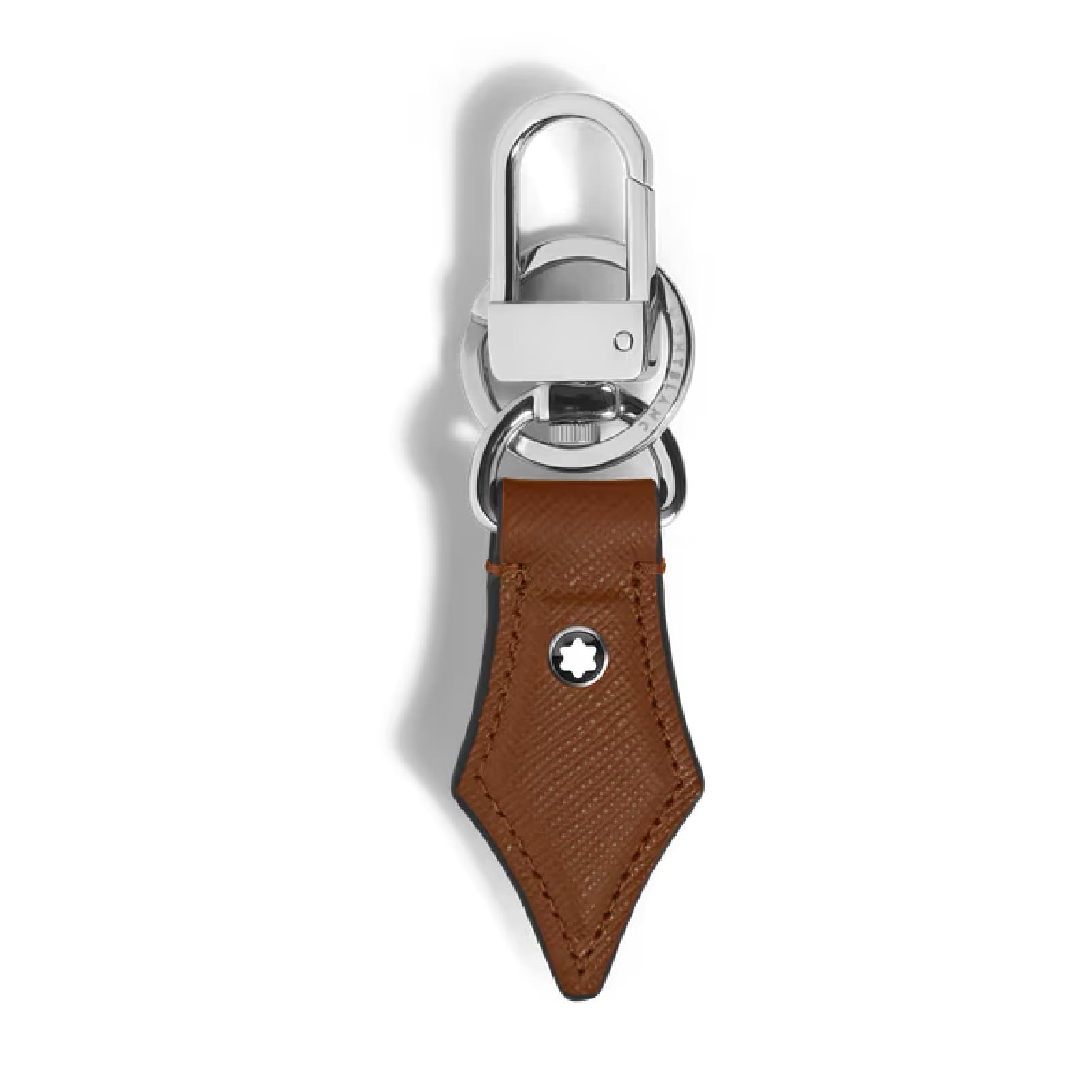 Portachiavi Montblanc pelle sartoriale goffrata marrone MISURA UNICA