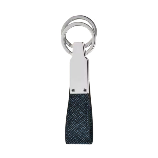 Portachiavi con anello Montblanc pelle sartoriale colore blu MISURA UNICA