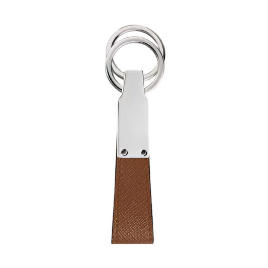 Portachiavi con anello Montblanc pelle sartoriale marrone MISURA UNICA