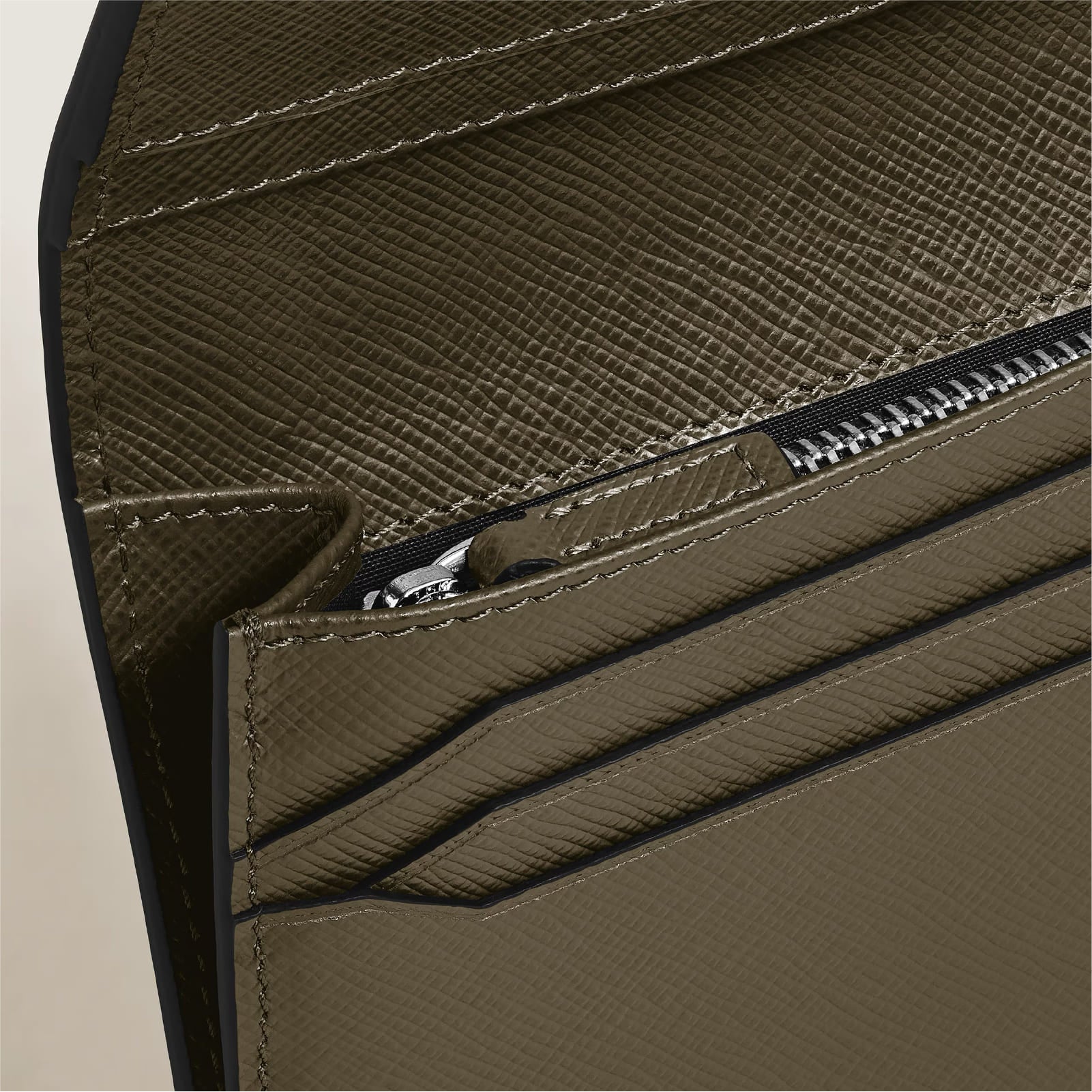 Portafoglio lungo Montblanc con 14 tasche pelle sartorial kaki MISURA UNICA