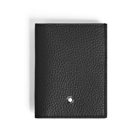 Portafoglio Montblanc Mini 4 tasche in pelle nera con grana MISURA UNICA