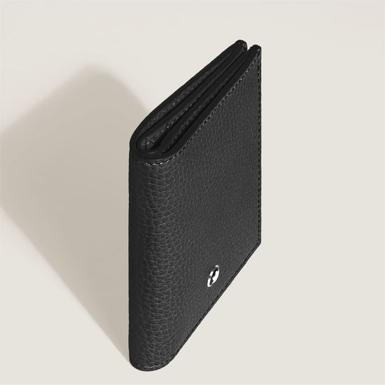 Portafoglio Montblanc Mini 4 tasche in pelle nera con grana MISURA UNICA