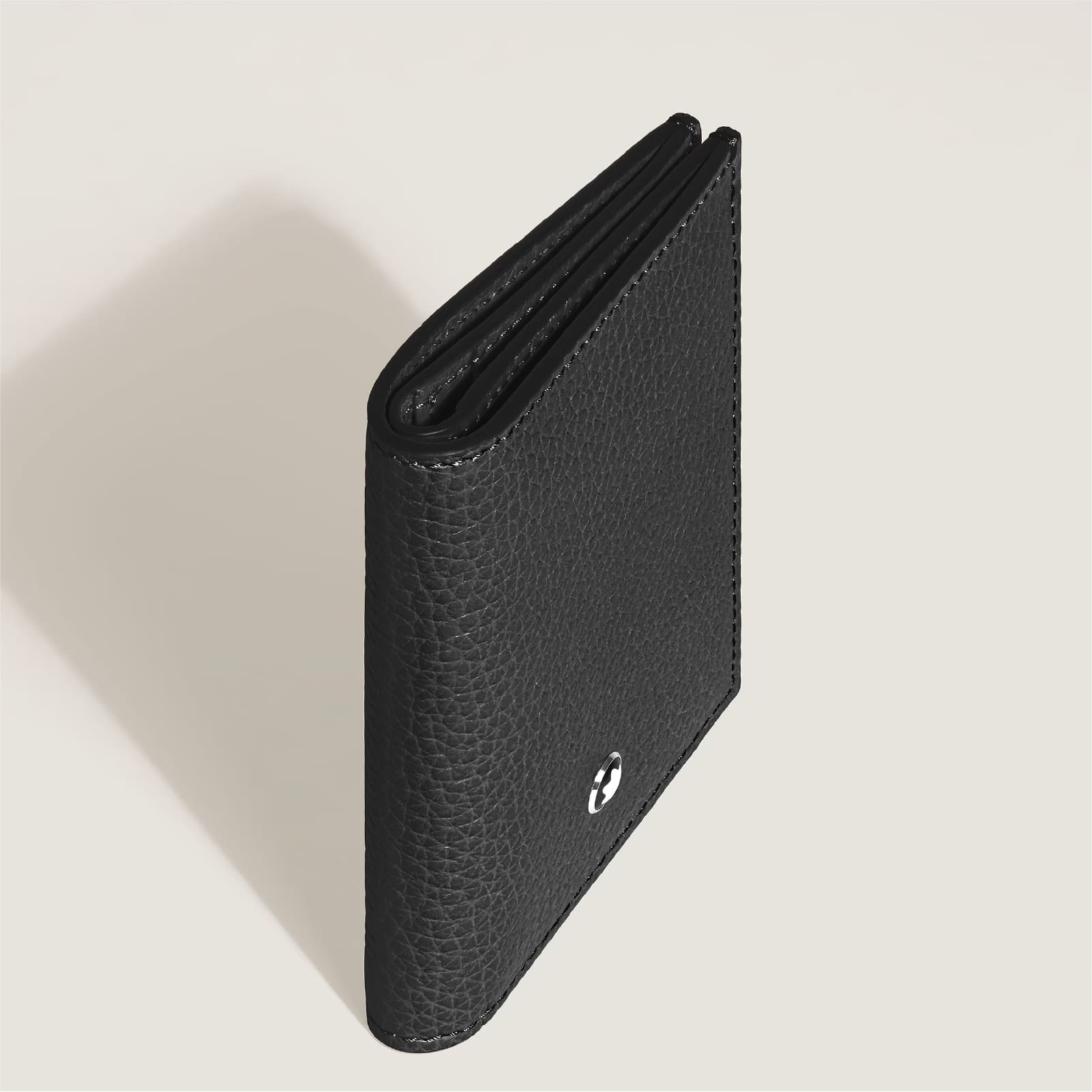 Portafoglio Montblanc Mini 4 tasche in pelle nera con grana MISURA UNICA