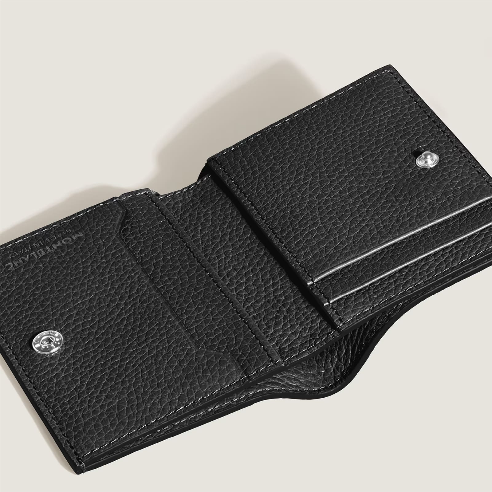 Portafoglio Montblanc Mini 4 tasche in pelle nera con grana MISURA UNICA