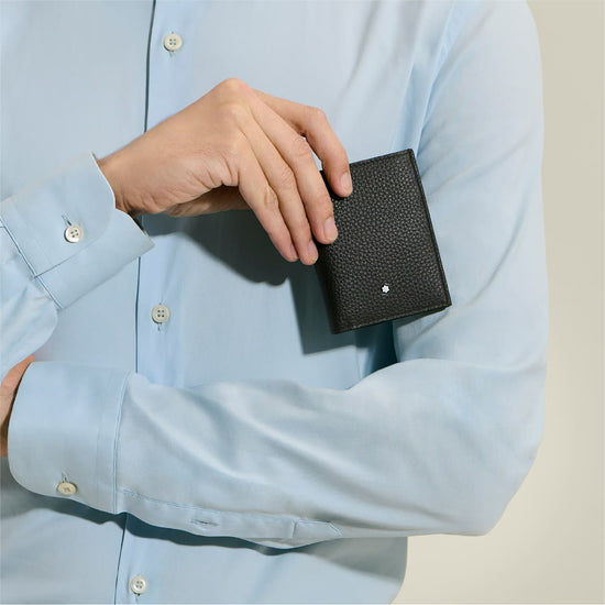 Portafoglio Montblanc Mini 4 tasche in pelle nera con grana MISURA UNICA