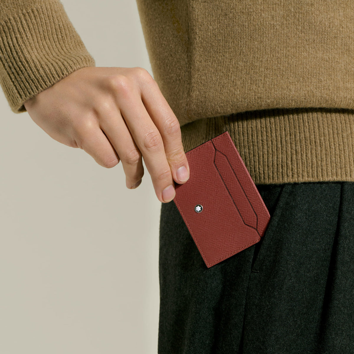 Portacarte Montblanc 5 tasche in pelle sartorial quercia rossa MISURA UNICA