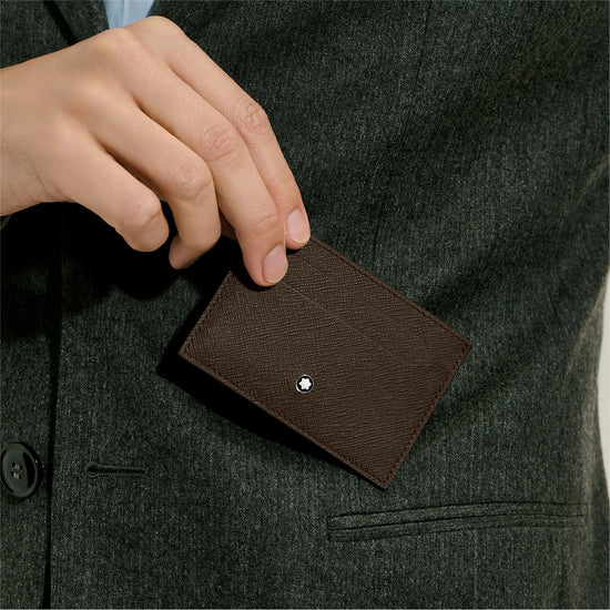 Portacarte Montblanc 5 tasche in pelle sartorial ebano MISURA UNICA