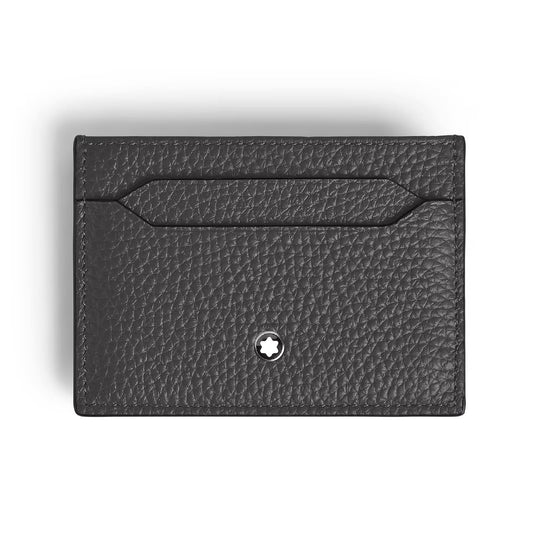 Portacarte Montblanc 5 tasche in pelle grigia con grana MISURA UNICA