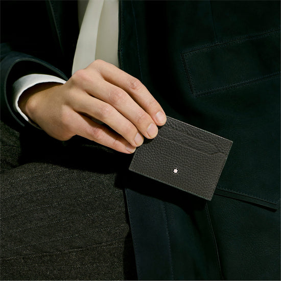 Portacarte Montblanc 5 tasche in pelle grigia con grana MISURA UNICA