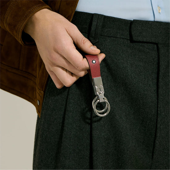 Portachiavi Montblanc in pelle sartorial color quercia rossa MISURA UNICA